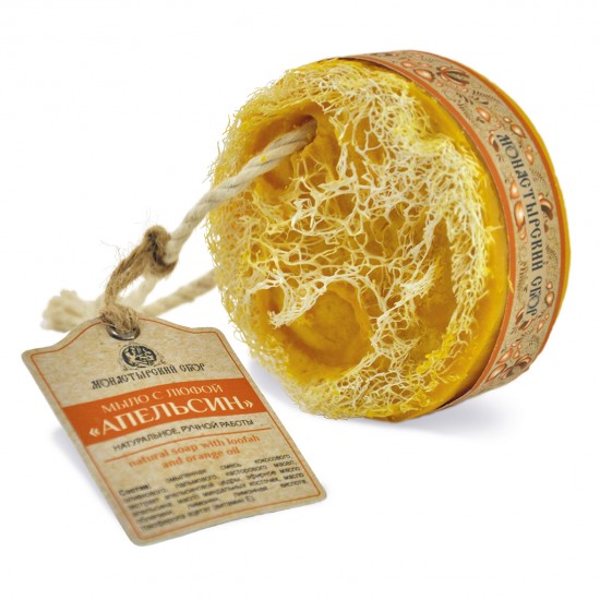 Мыло с люфой на веревке Апельсин, 130 г. Kлеона